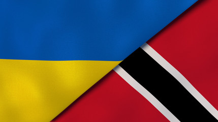 The flags of Ukraine and Trinidad and Tobago. News, reportage, business background. 3d illustration