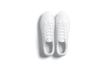 Blank white soccer boots pair mockup, top view