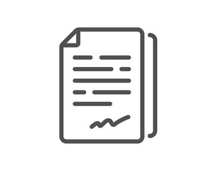Fototapeta premium Document signature line icon. Agreement doc file sign. Office note symbol. Quality design element. Editable stroke. Linear style document signature icon. Vector
