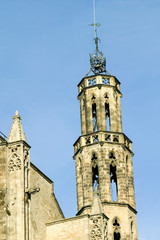 Fototapeta na wymiar Old church in the old Barcelona in Barri Gotic area, the Gothic Quarter, Spain