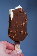Chocolate popsicle popsicle on a stick. Bite Salted Caramel Filling