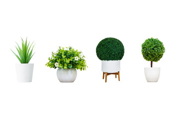 Set of flower pots for decor isolated on white background