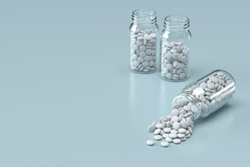 白い錠剤が入った薬ビンのCGグラフィック © picture cells