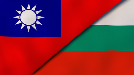 Fototapeta premium The flags of Taiwan and Bulgaria. News, reportage, business background. 3d illustration