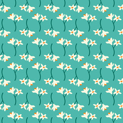 Fototapeta premium Vector seamless floral pattern. Background with flowers and leaves.