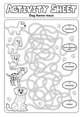 Deurstickers Voor kinderen Activiteitenblad hond thema 1