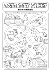 Wall murals For kids Activity sheet farm animals 2