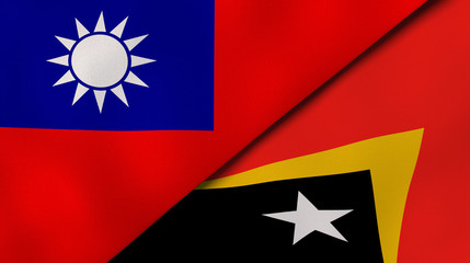 The flags of Taiwan and East Timor. News, reportage, business background. 3d illustration