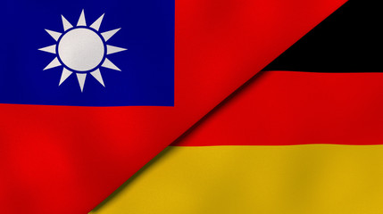 The flags of Taiwan and Germany. News, reportage, business background. 3d illustration