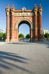 Fototapeta na wymiar Arc de Triumf: L'Arc de Triumph, by Josep Vilaseca I Casanovas, in Barcelona, Spain was built in 1888 as part of the Universal Exposition