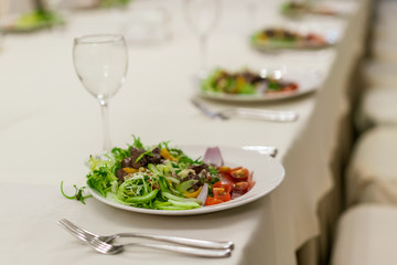 food, table, dinner, restaurant, salad, plate, dish, lunch, healthy, wedding, glass, Banquet, gourmet, wine, snack, meat, fish, buffet, white, vegetable, vegetables, party, catering, fresh