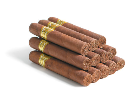 Pile of cigars isolated