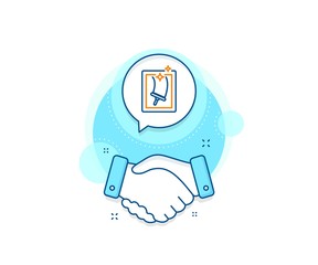 Washing service symbol. Handshake deal complex icon. Window cleaning line icon. Housekeeping equipment sign. Agreement shaking hands banner. Window cleaning sign. Vector
