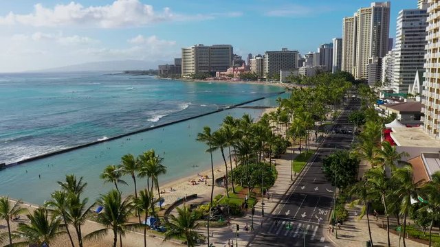 Aerial from over beach towards offshore