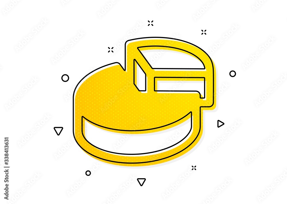 Poster presentation 3d graph sign. pie chart icon. market analytics symbol. yellow circles pattern. classic