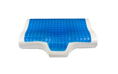 Orthopedic pillow from latex with memory and cooling effect, hydro gel layer. Medical treatment...
