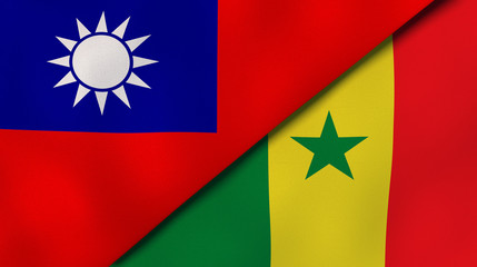 The flags of Taiwan and Senegal. News, reportage, business background. 3d illustration