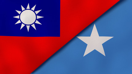 The flags of Taiwan and Somalia. News, reportage, business background. 3d illustration