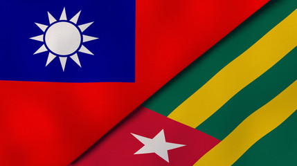 The flags of Taiwan and Togo. News, reportage, business background. 3d illustration