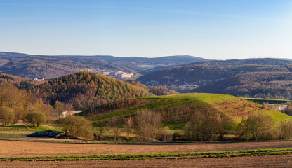 Blick auf Aue im Erzgebirge, Sachsen