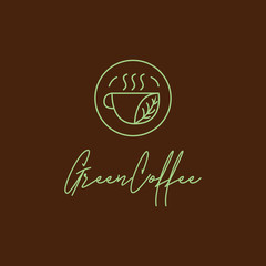 Green Coffee logo design vector template with Organic Drink Concept style.