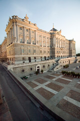 Fototapeta na wymiar Vertical view of the Royal Palace in Madrid, Spain