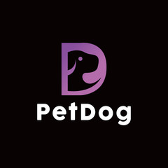 Letter D For Dog Logo design vector template with Modern Pet shop Concept style.