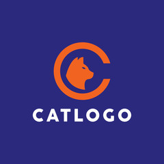 Letter C For Cat Logo design vector template with Modern Pet shop Concept style.