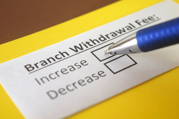 Obraz premium One person is answering question about branch withdrawal fee.