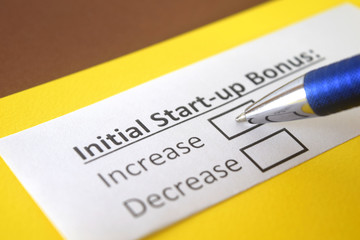 One person is answering question about initial start up bonus.