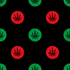 Weed Leaf Print. Marijuana or Cannabis Leaves Pattern. Vector	