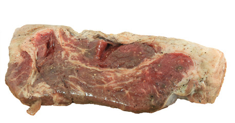 raw beef steak isolated on white background.