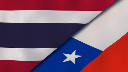The flags of Thailand and Chile. News, reportage, business background. 3d illustration