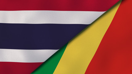 Obraz premium The flags of Thailand and Congo. News, reportage, business background. 3d illustration