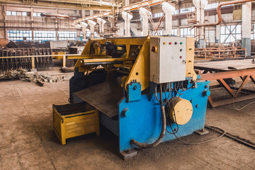 Industrial machine in the reinforcement workshop at the enterprise, construction site