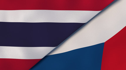 The flags of Thailand and Czech Republic. News, reportage, business background. 3d illustration