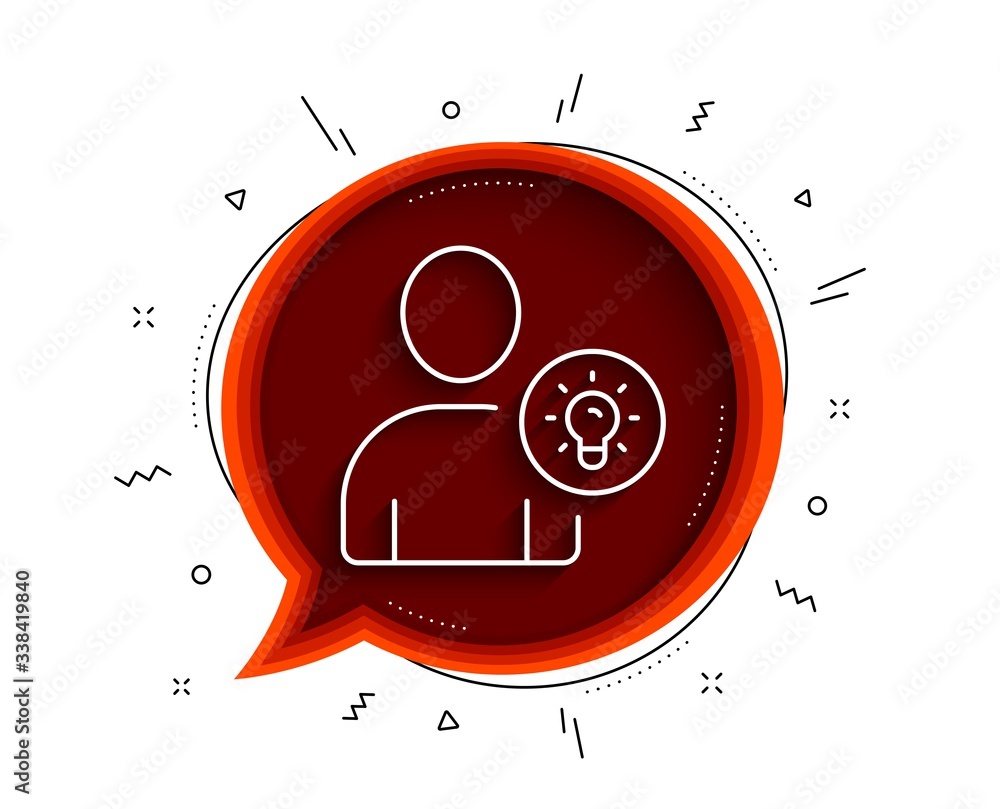 Poster user line icon. chat bubble with shadow. profile with lamp bulb sign. person silhouette with idea sy