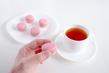 Macaroons on a white background