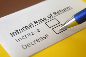 Fototapeta premium One person is answering question about internal rate of return.
