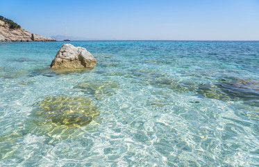 Fototapeta premium Clear azure coloured sea water, Sardinia, Italy
