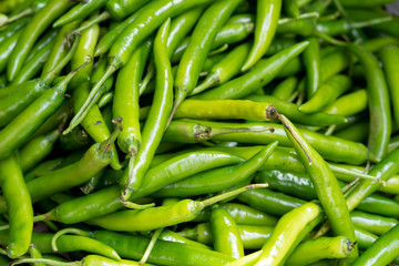 A pile of fresh peppers sold in the fresh market