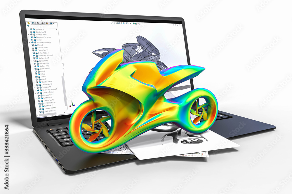 Poster computer aided design in mold design with 3d software. business, development.