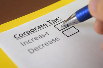 Fototapeta premium One person is answering question about corporate tax.