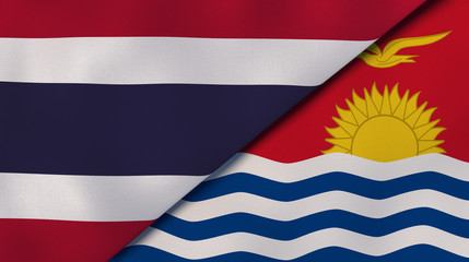 The flags of Thailand and Kiribati. News, reportage, business background. 3d illustration