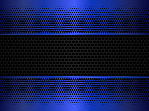 Black and blue metal background. Vector design template