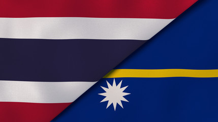 Obraz premium The flags of Thailand and Nauru. News, reportage, business background. 3d illustration
