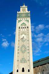 Fototapeta premium Architectural detail of the The Hassan II Mosque, Casablanca. It is the largest mosque in Morocco and the third largest mosque in the world