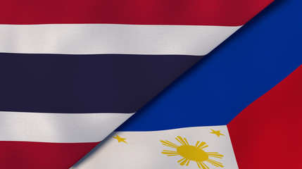 The flags of Thailand and Philippines. News, reportage, business background. 3d illustration