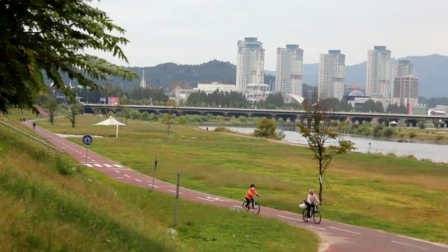 Peaceful feeling at Gapcheon river park in Daejeon city, South Korea.