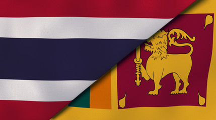 The flags of Thailand and Sri Lanka. News, reportage, business background. 3d illustration